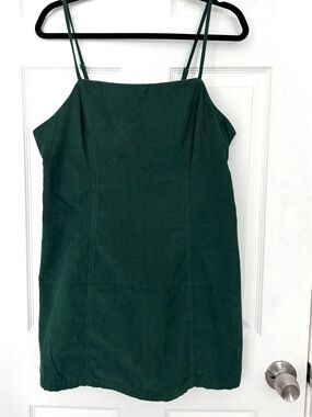 Abound Dark Green Mini Slip Dress with Double Spaghetti Straps